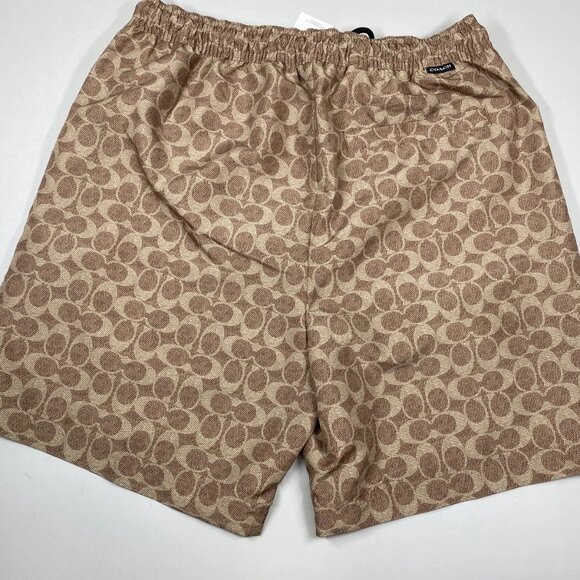 Coach Signature Logo Swim Shorts • Size S • Tan • Mesh-Lined Trunks - Picture 2 of 9
